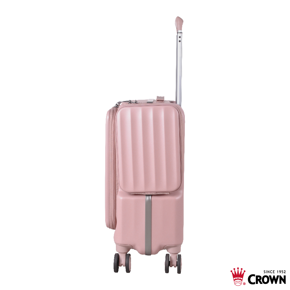 【CROWN】WAVE 19.5吋前開式側袋磁吸登機箱-奶霧玫瑰, , large