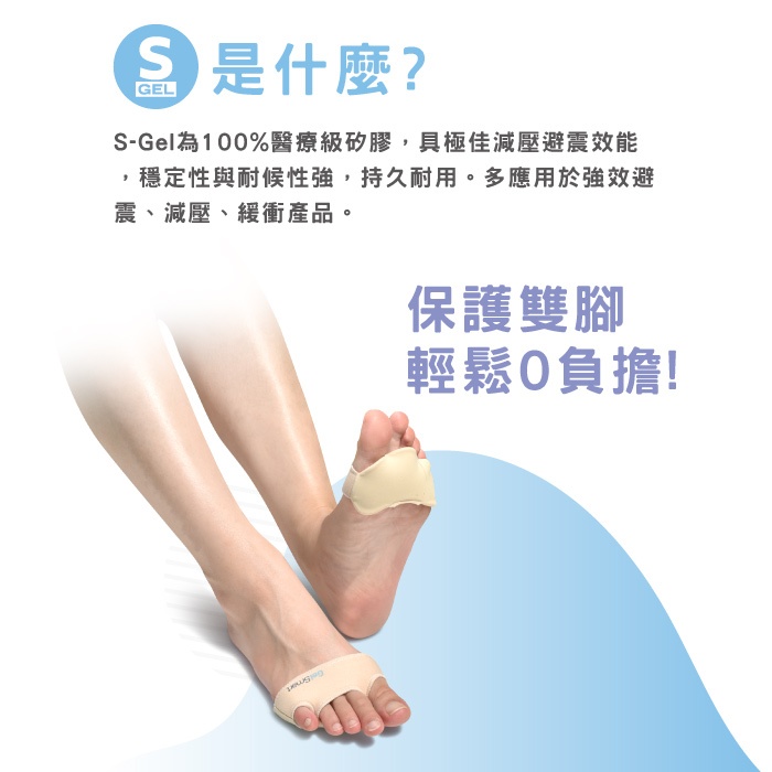 【GelSmart吉斯邁】矽膠前掌減壓舒緩墊-1雙(套口升級版避免位移、厚度0.3cm、SI-BC161F), , large