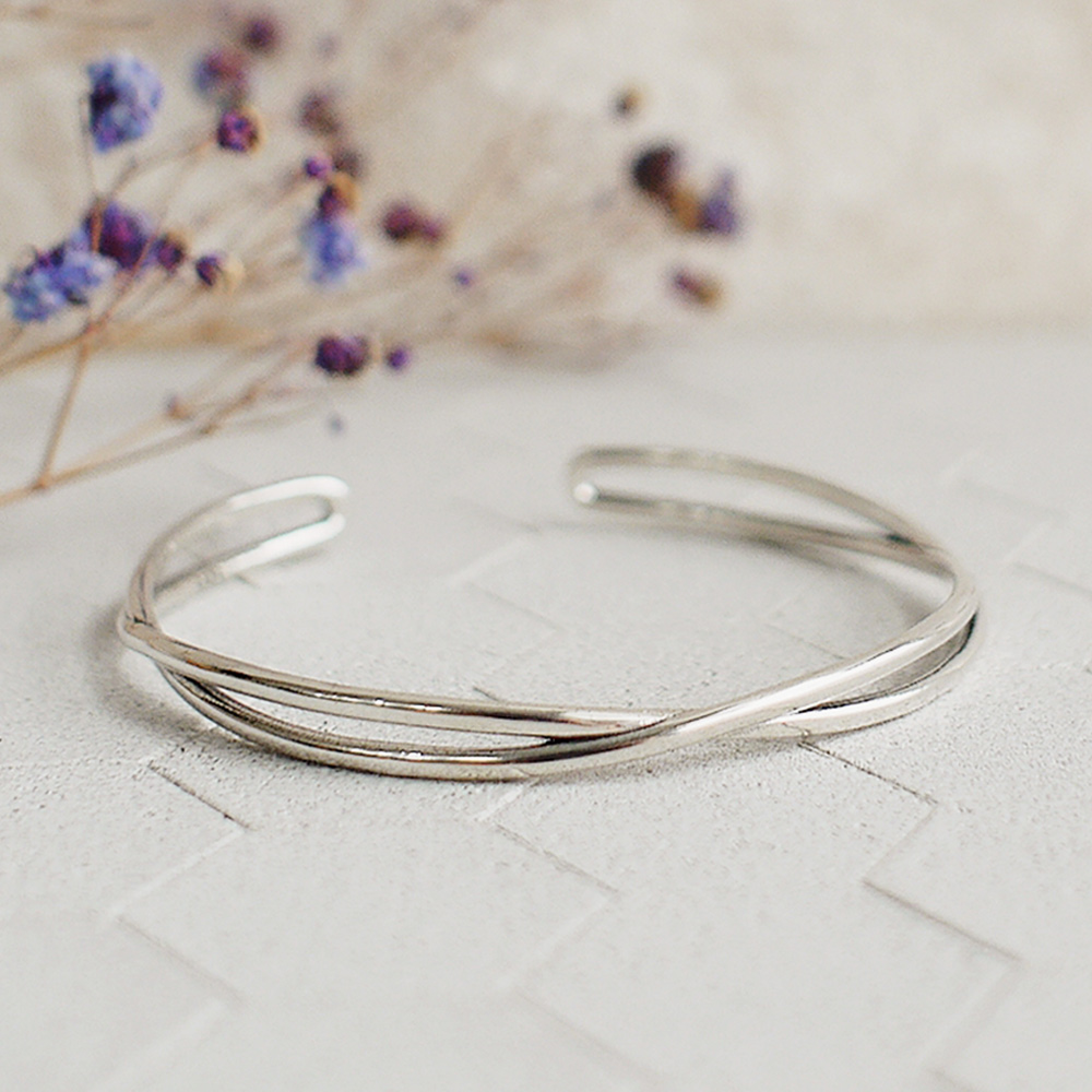Embrace Sterling Silver Bangle, , large