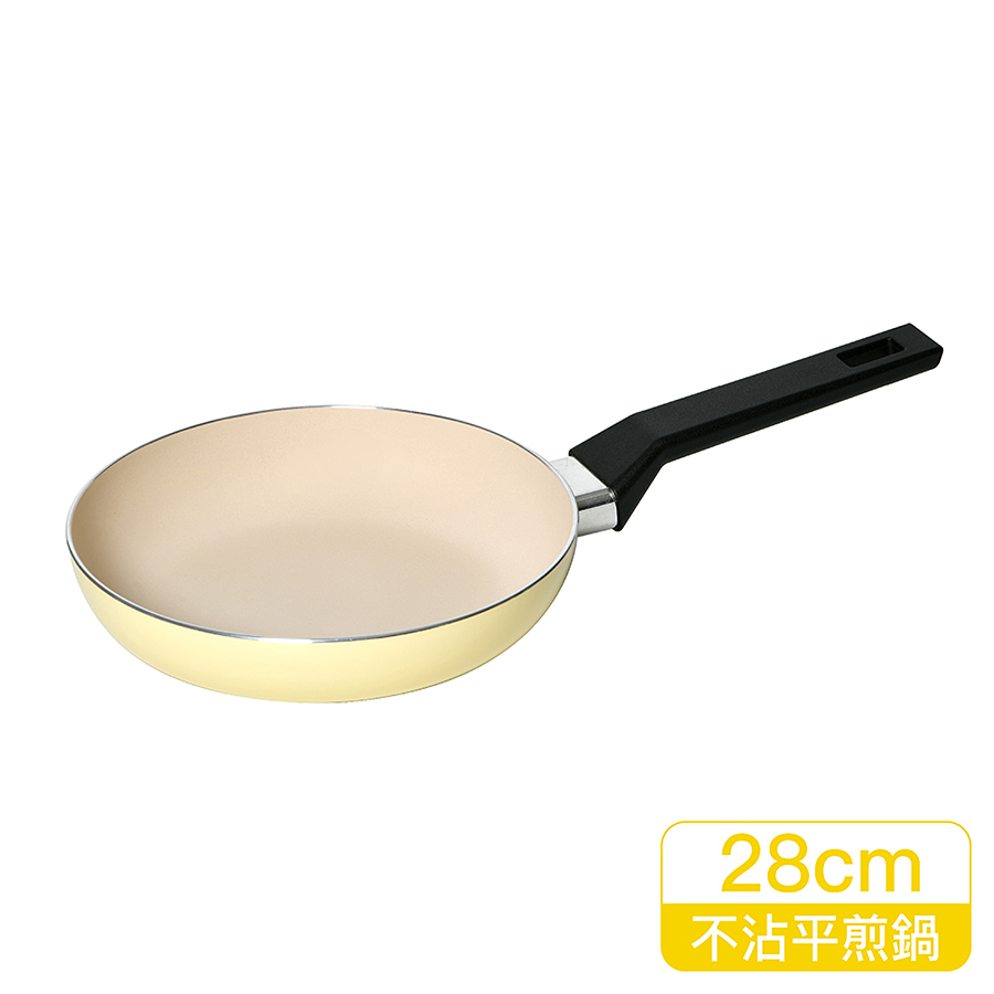 樂扣春日黃陶瓷不沾IH平煎鍋28, , large