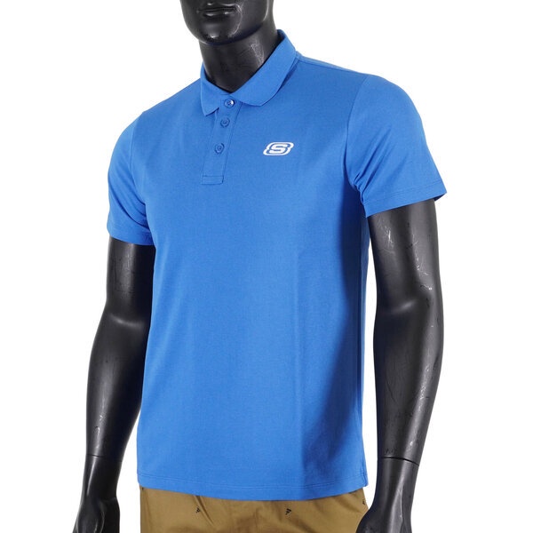 Skechers 男 短袖 上衣 POLO衫 經典 簡約 素面 百搭 舒適 穿搭 藍 [L221M009-004Q], , large