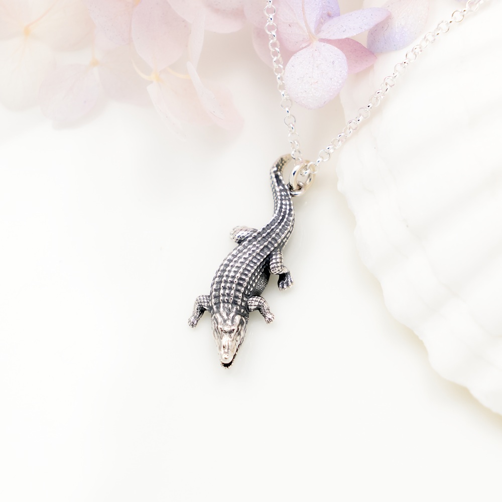 【Angel & Me】Alligator Crocodile s925 sterling silver necklace animal gift, , large