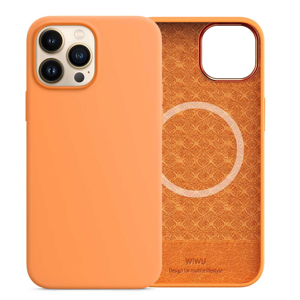 【WiWU】Magnetic Silicone Phone Case iPhone13 Pro Max-Orange, , large