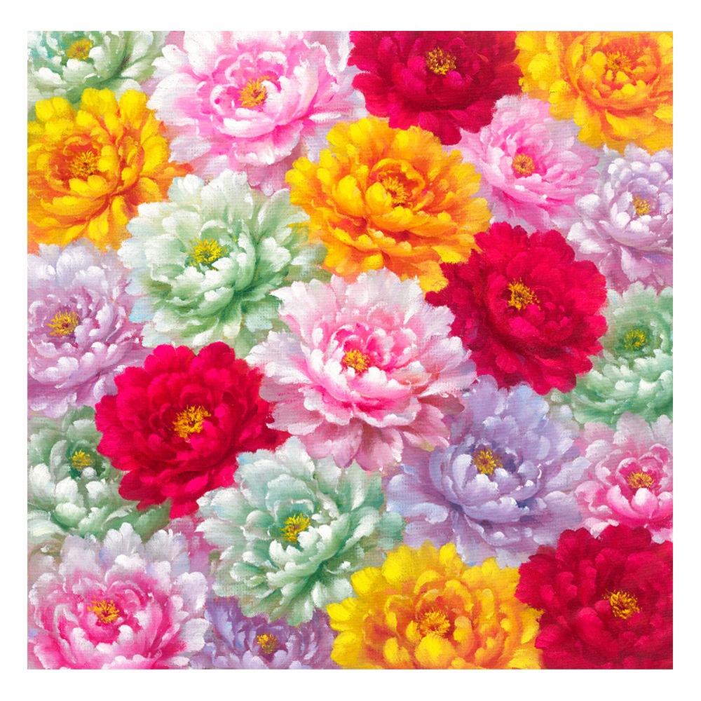 【御畫房】五行牡丹 國家一級畫師手繪油畫80&times;80cm(VF-168), , large