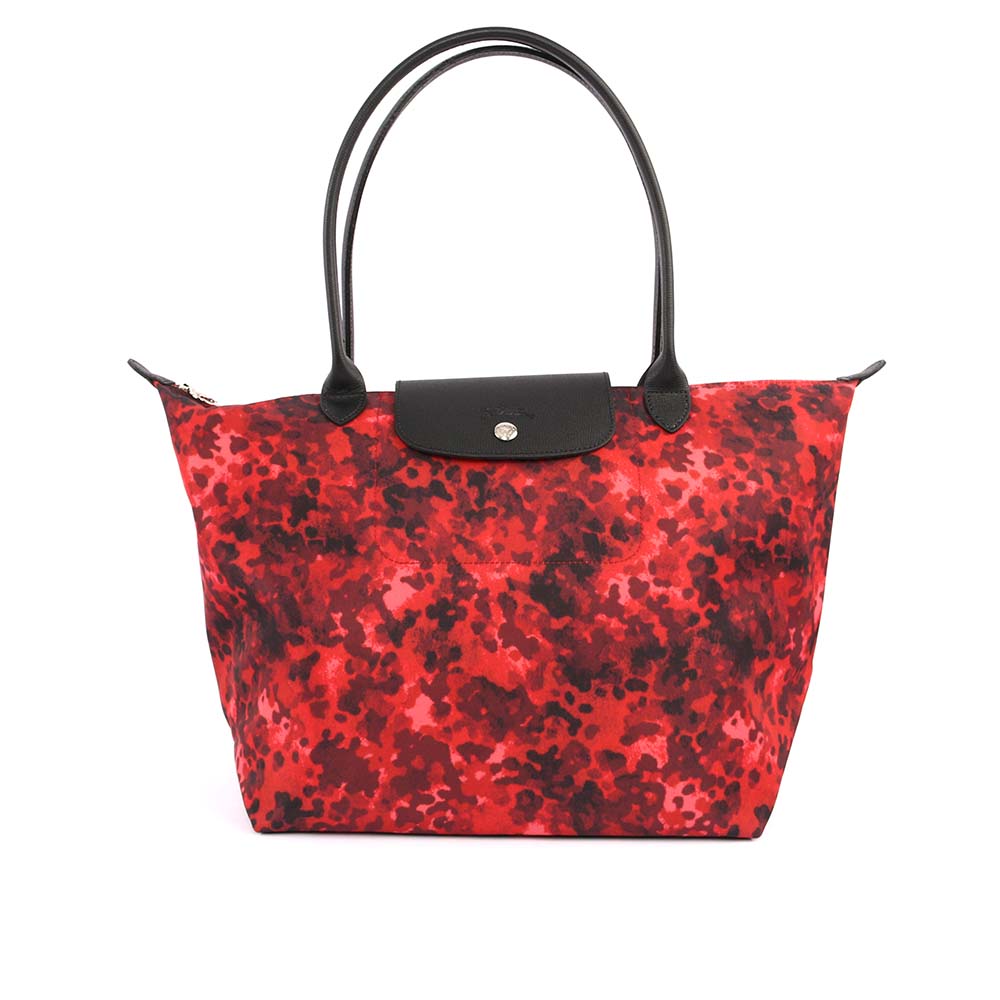 LONGCHAMP Le Pliage Neo 號長把迷彩厚款尼龍肩背包/紅色迷彩, , large