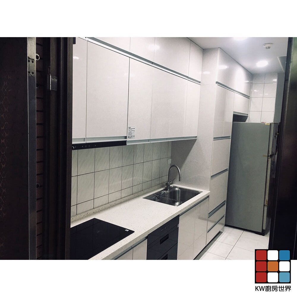 【KW廚房世界】系統廚具 廚房設計 客製化 廚櫃 流理台 工廠直營 一字型 240公分 白鐵檯面 櫻花 IH爐 烘碗機 排油煙機, , large
