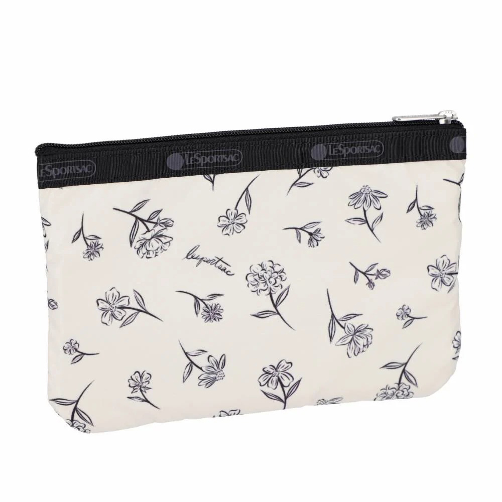 Lesportsac 3-Zip Cosmetic 三層拉鍊化妝包 收納包 盥洗包 女包 男包(素描花卉), , large