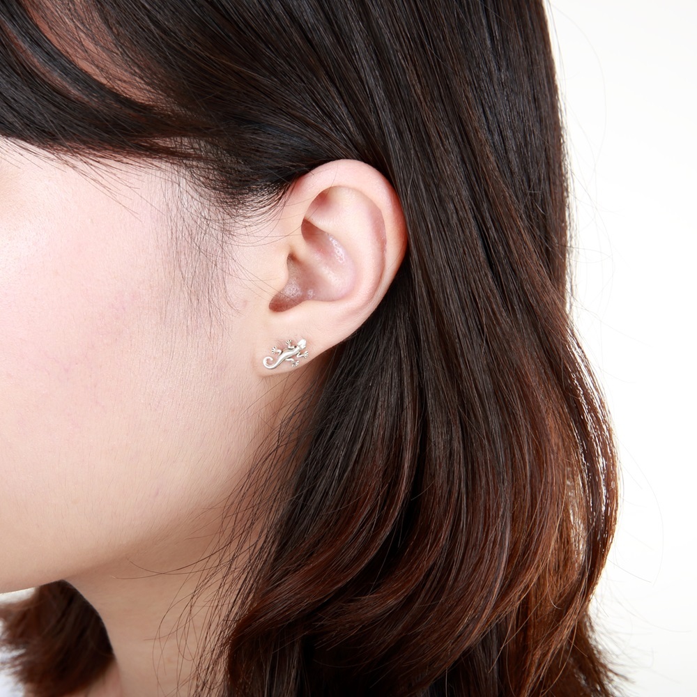 【Angel & Me】Handmade Gecko s925 sterling silver earrings Birthday gift, , large