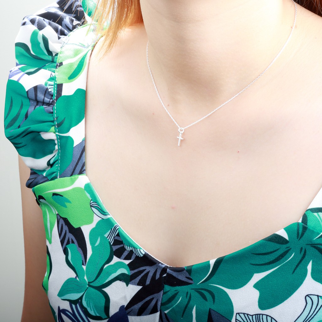 【Angel & Me】Simple Mini Cross s925 sterling silver necklace Faith God Jesus gift, , large