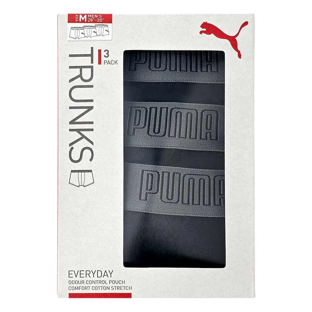 PUMA 平口內褲 3件組 彪馬 跳豹 男士內褲 平角內褲 四角內褲 彈力腰帶 貼合 不束縛 親膚 柔軟 彈性 舒適 701246693黑, , large