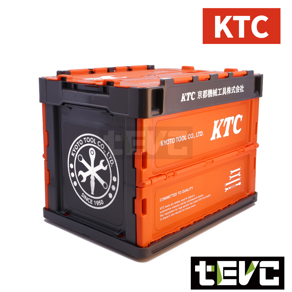 《tevc》日本 KTC 20L 收納箱 整理箱 物流箱 摺疊箱 露營 雜物 可堆疊 摺疊 後車箱 收納 X009, 橘色, large
