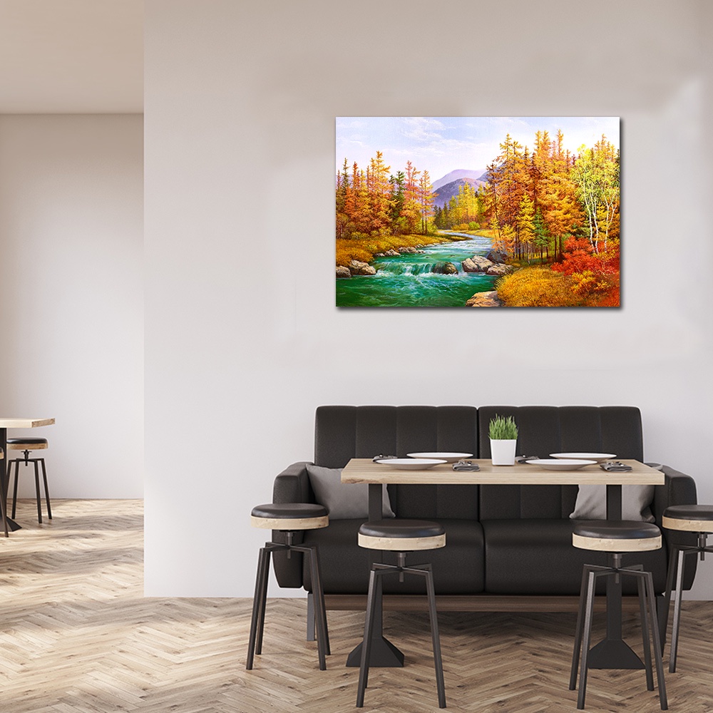 【御畫房】富金風溪流 國家一級畫師手繪油畫60&times;90cm(VF-10), , large