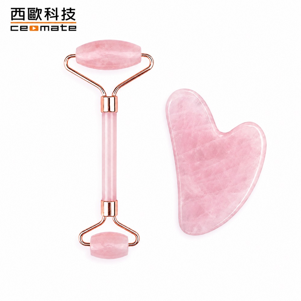 西歐科技 天然粉晶滾輪刮痧板按摩組 CME-HL900贈送收納袋, , large