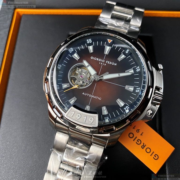 [星晴錶業]GiorgioFedon1919手錶,46mm,GF00068古銅色錶面銀錶殼銀色精鋼錶帶款, , large