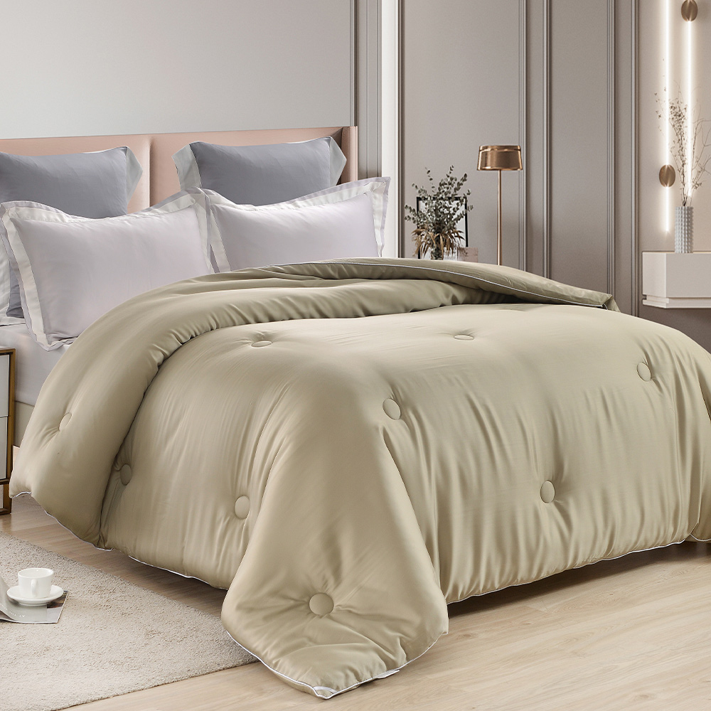 【Betrise】Milk Tea Cafe-Top 300 yarn lyocell fiber graphene technology antibacterial feather velvet warm winter quilt (large 8x7 feet), , large
