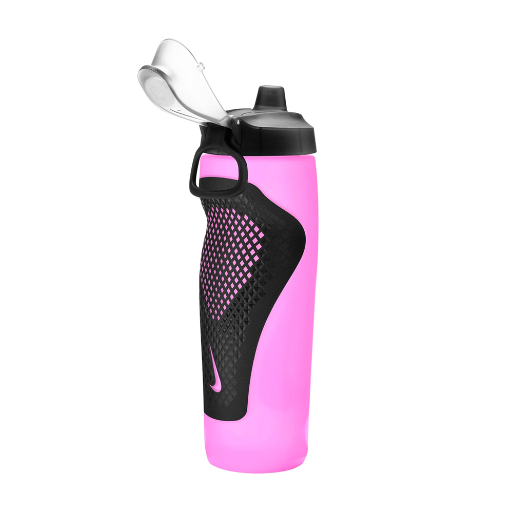 NIKE REFUEL BOTTLE 瓶蓋擠壓水壺 24OZ/700ml 運動水壺 摺疊掛環 便攜 防漏 好抓握 N100766863724粉銀, 粉銀, large