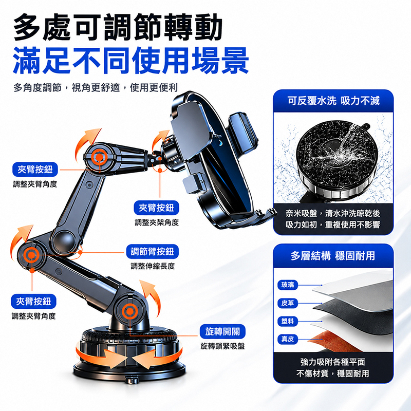 [翊承]【免運 + 贈品】坦克級360度大吸盤防抖真空手機支架, , large