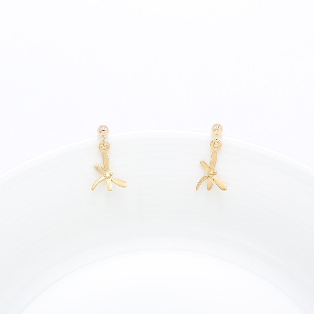 【Angel & Me】Dragonfly s925 sterling silver 24k gold plated earrings gift, , large
