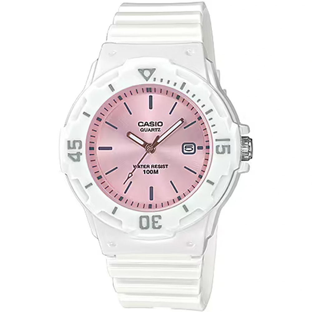 CASIO 卡西歐 輕巧運動風指針手錶-粉x白 LRW-200H-4E3V, , large