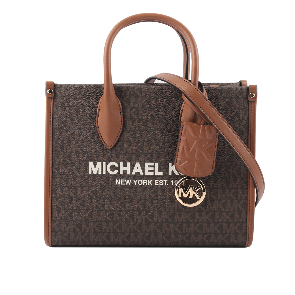 Michael Kors Mirella 滿版塗層帆布小款二用托特包/咖啡色, , large