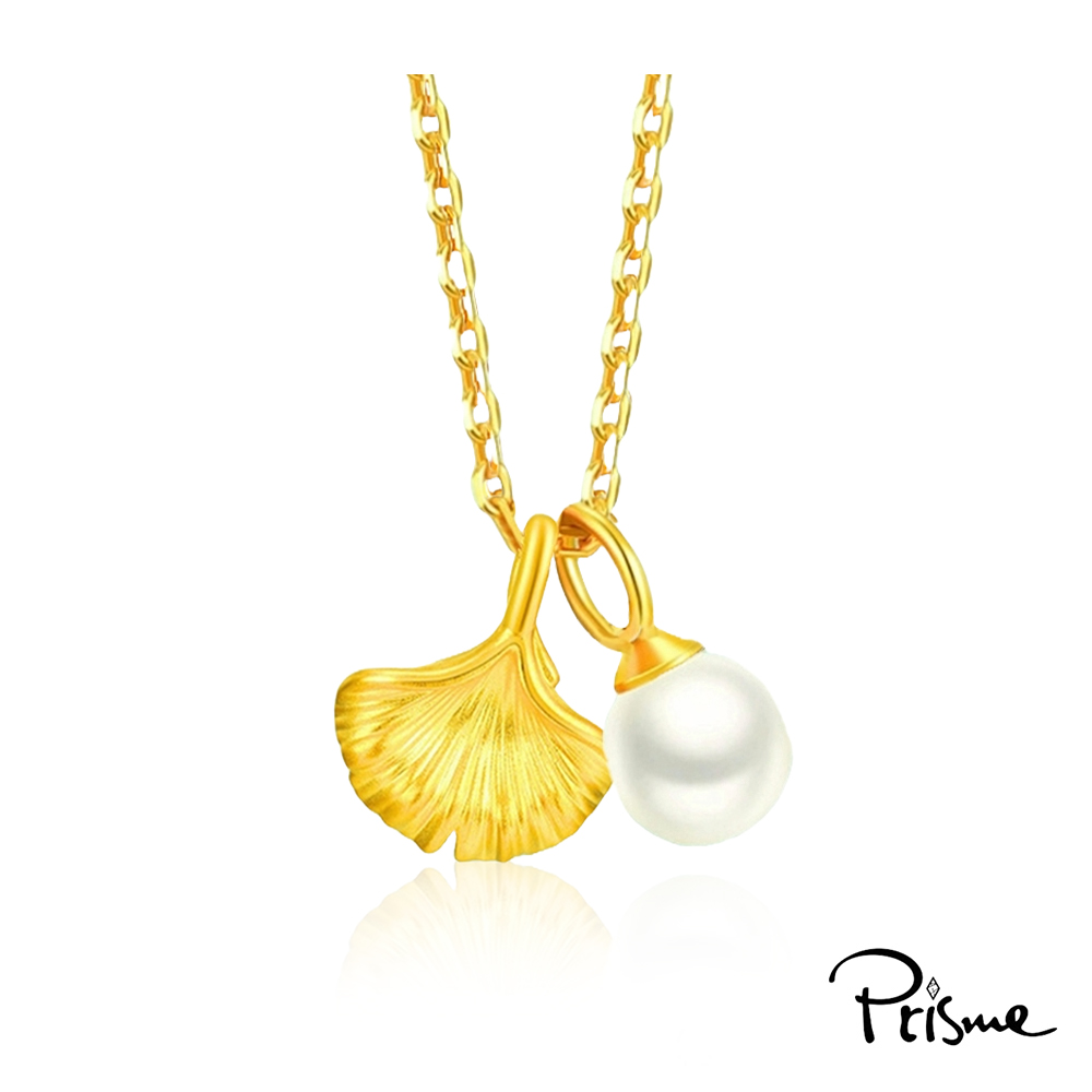 【Prisme Gold】黃金項鍊 銀杏珍珠墜飾 (金重：約0.02錢&plusmn;0.01), , large