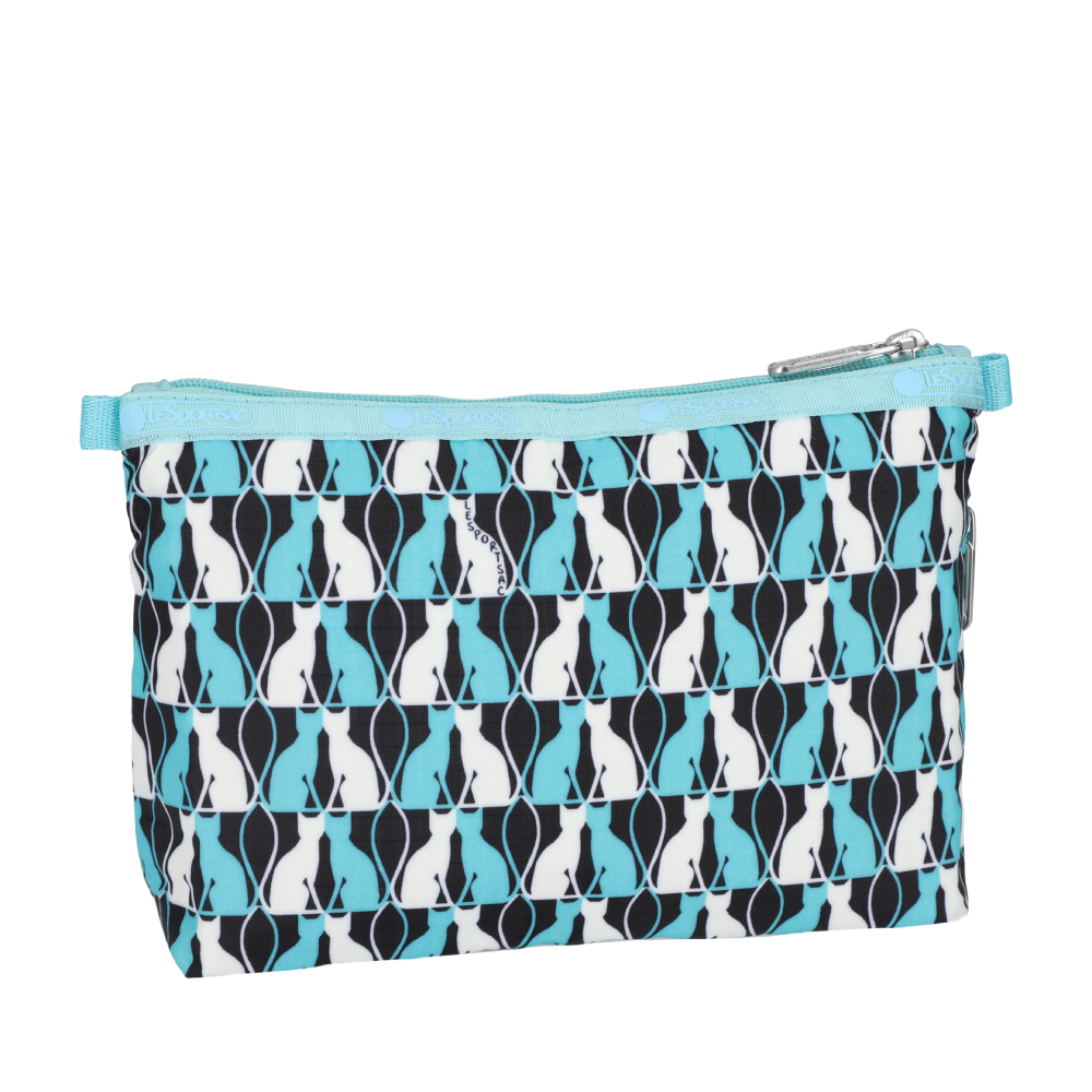 LeSportsac COSMETIC CLUTCH 雙層拉鍊化妝包 - 鏡中貓影, , large