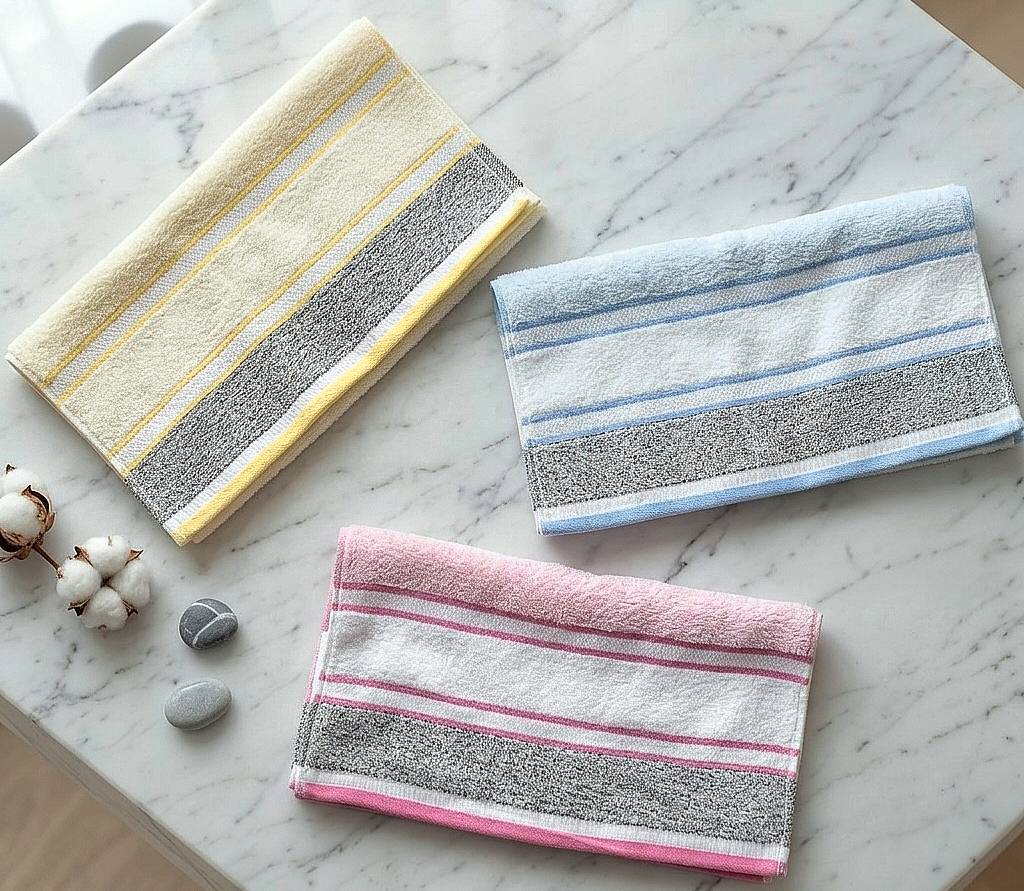 [Kaimei Cotton] Randomly excellent MIT made in Taiwan, exquisite thick horizontal stripes 28 taels thick antibacterial bamboo charcoal towels, , large