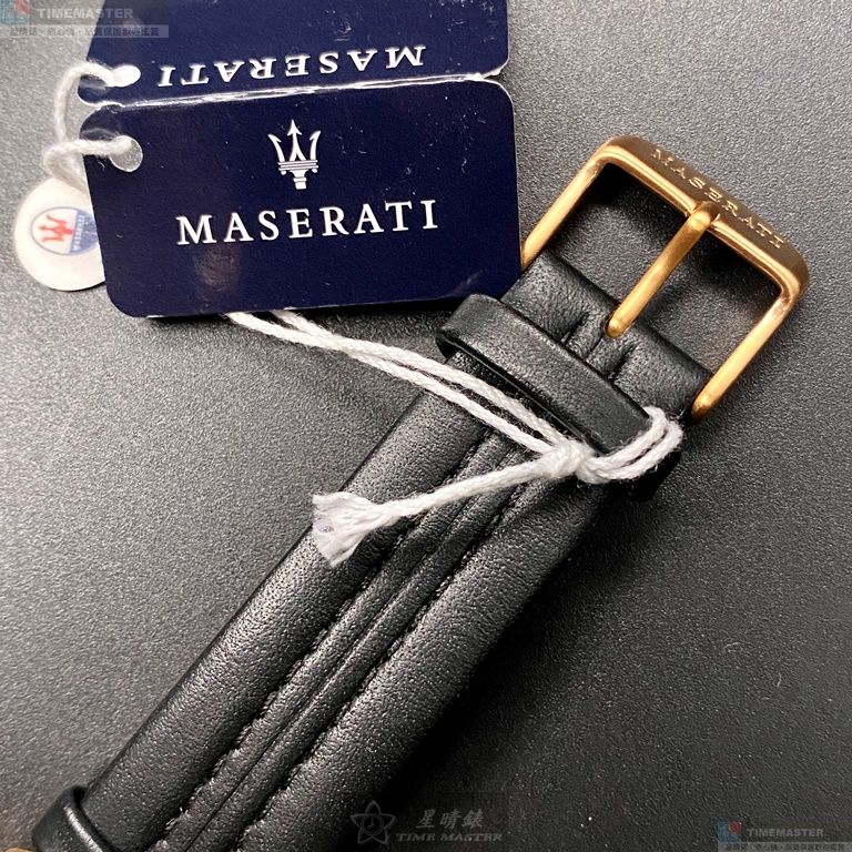 [星晴錶業]MASERATI手錶,46mm,R8871612025黑色錶面黑錶殼深黑色真皮皮革錶帶款, , large