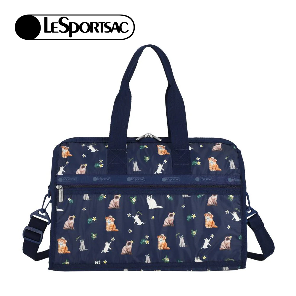 Lesportsac Deluxe Med Weekender 經典中型行李袋 旅行袋 收納袋 送禮 禮物 推薦 女包(熱帶度假貓咪), , large