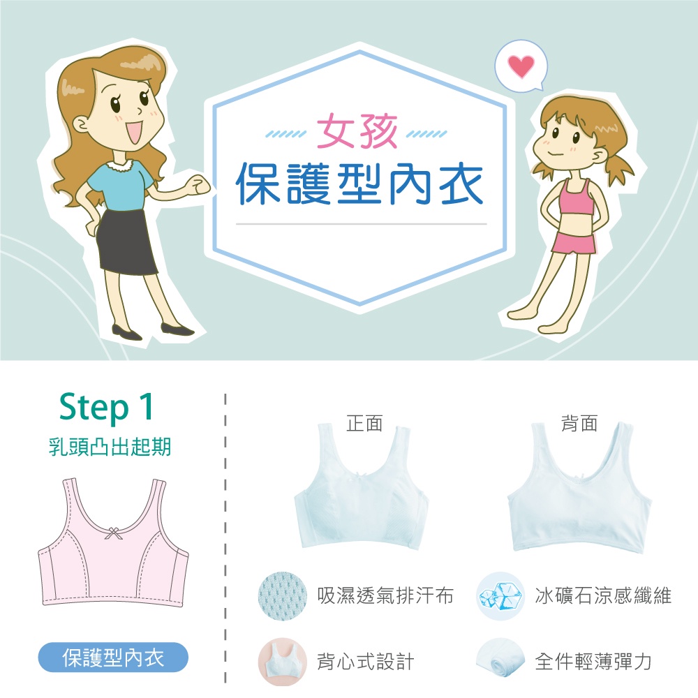 可蘭霓Clany無痕透氣無鋼圈無感少女S-Q/2XL成長型內衣 6988-51 寶寶藍 胸衣學生背心透氣加大尺碼, , large