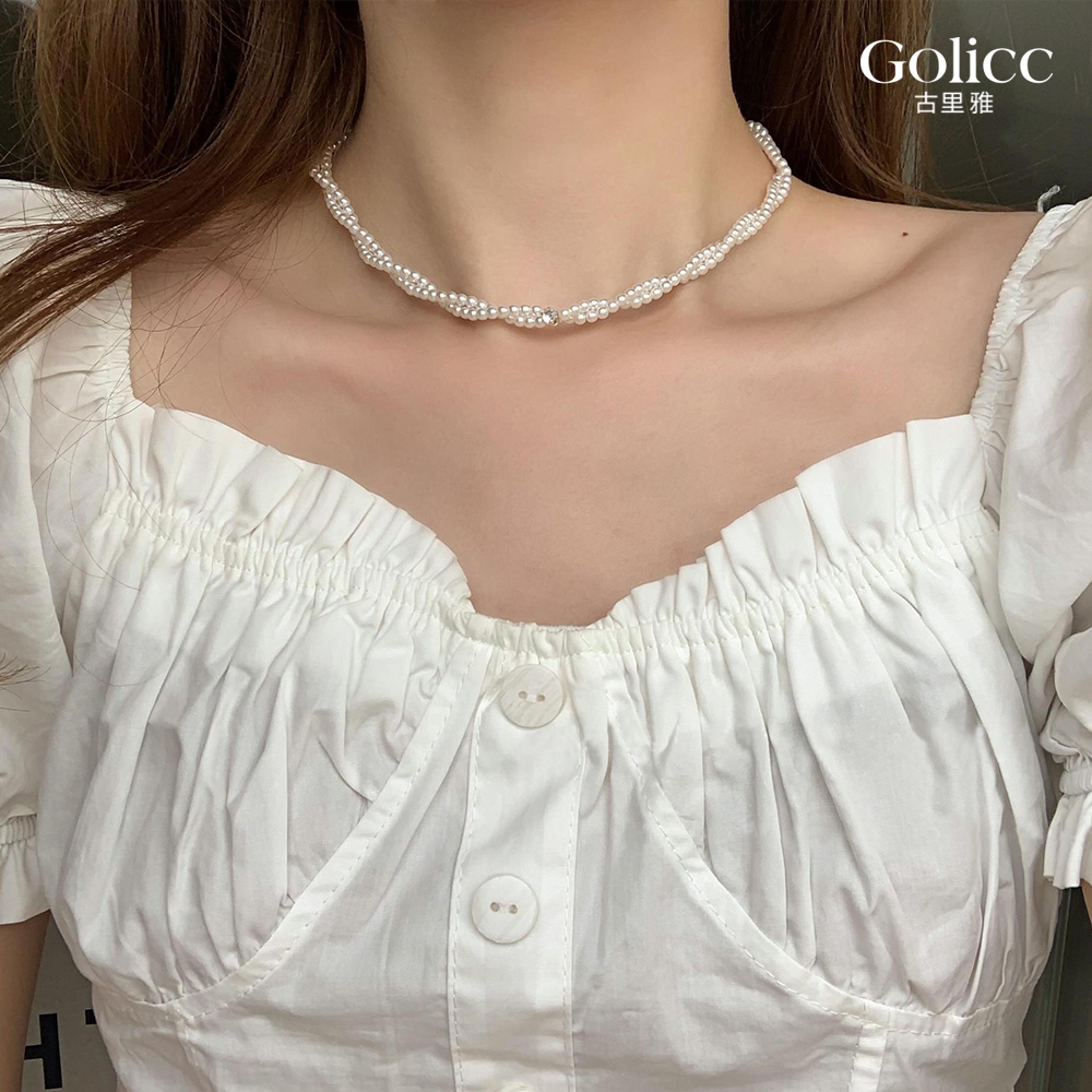 【Gulicc】古莉可 項鍊 雙層珍珠交疊鎖骨鍊, , large