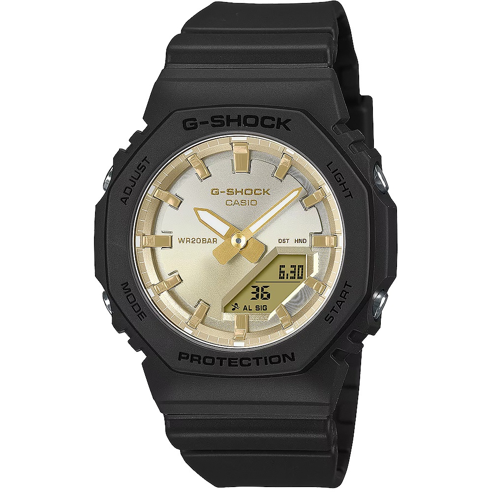 CASIO 卡西歐 G-SHOCK 日落時刻 漸層環保雙顯手錶-黑 GMA-P2100SG-1A, , large