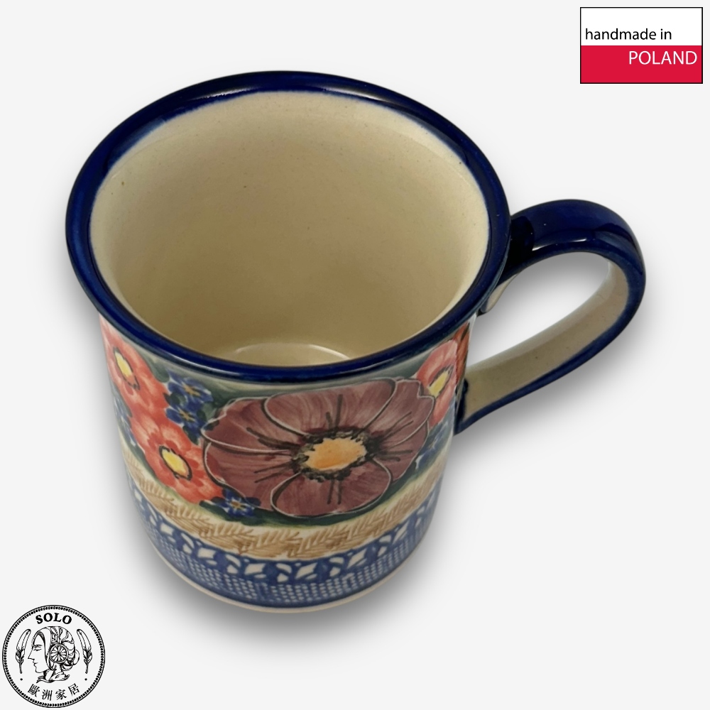 【SOLO Vintage】Cerraf Polish Pottery 280ml Mug Banquet of Elegant Red Series Made in Poland, , large