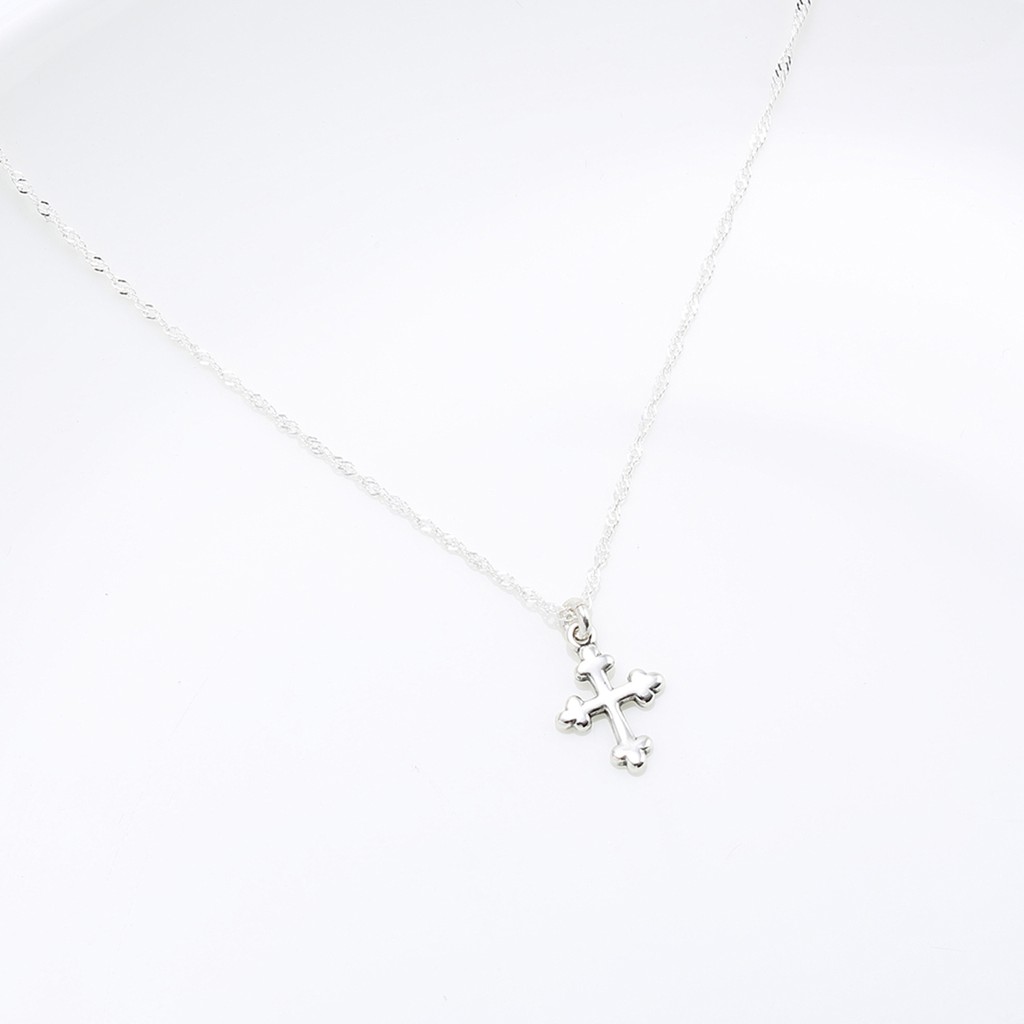 【Angel & Me】Simple Budded Cross (small) s925 sterling silver necklace gift, , large