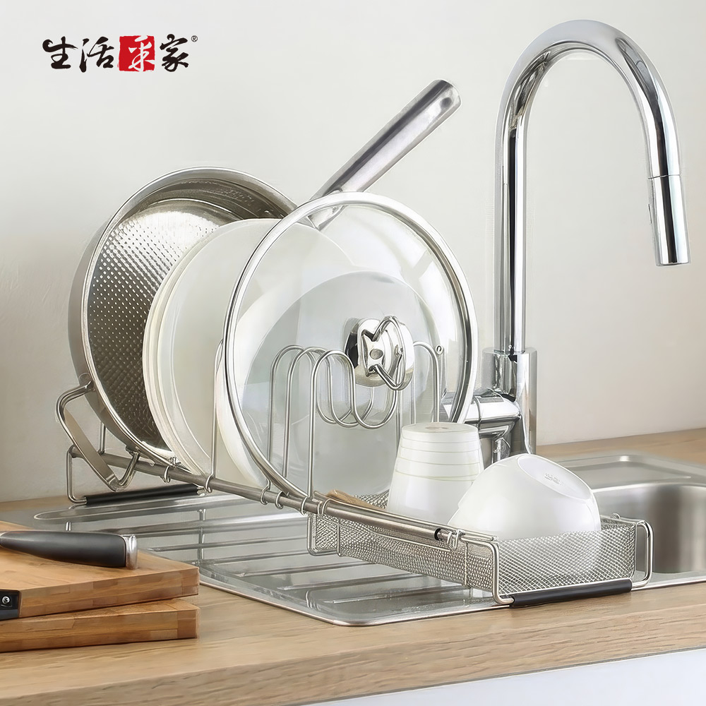 SHCJ 水槽伸縮收納架 台灣製SUS304 瀝水架 碗盤架 杯壼瀝水 鍋具瀝水, , large