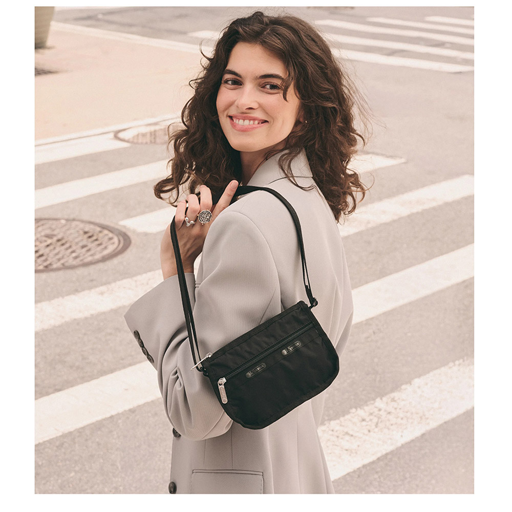 Lesportsac Classic Mini Hobo 時尚迷你小型斜背包 側背包 小廢包 手機包 送禮 禮物 女包(永恆黑), , large