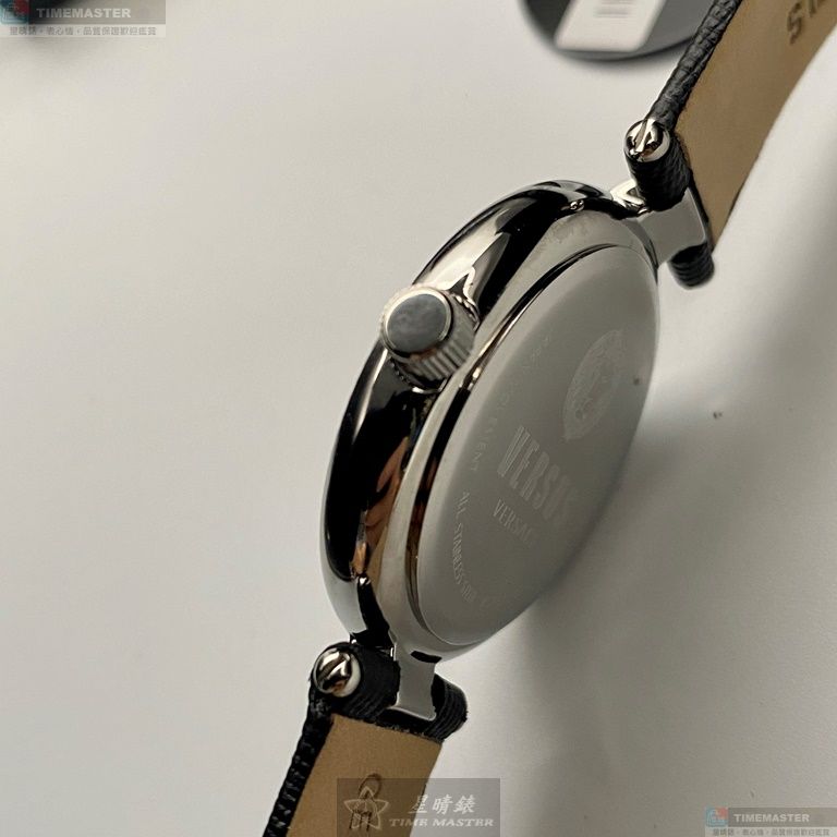 [星晴錶業]VERSUS VERSACE手錶,36mm,VV00358黑色錶面銀錶殼深黑色真皮皮革錶帶款, , large