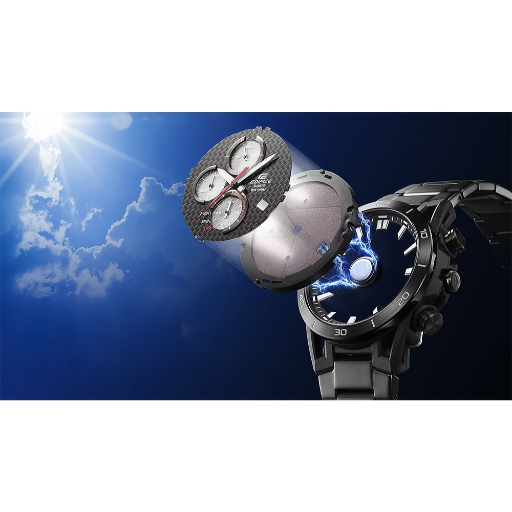 CASIO 卡西歐 EDIFICE 碳纖維賽車太陽能三眼計時手錶 EQS-960PB-1AV, , large