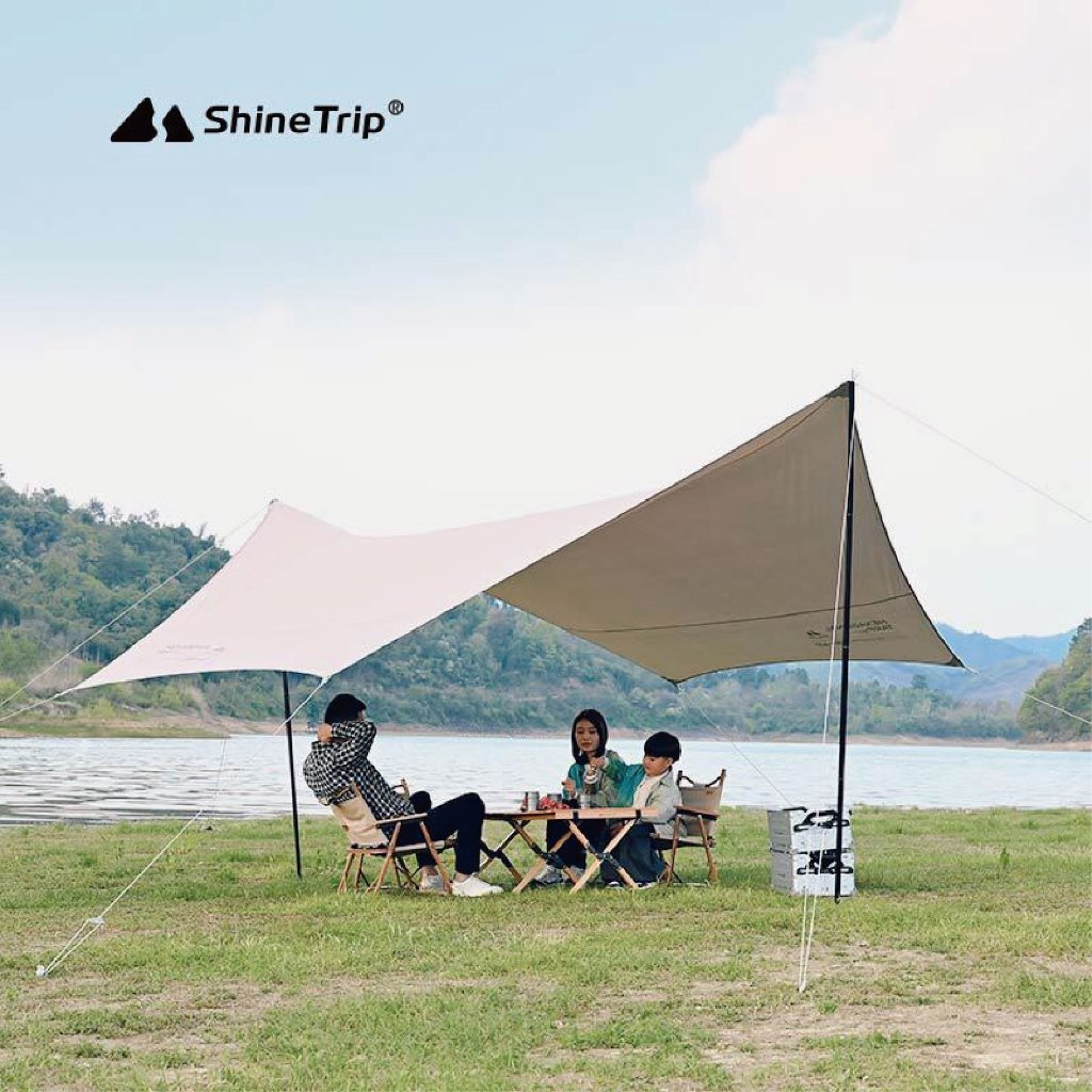 【ShineTrip 山趣】六角黑膠天幕【流沙金】遮陽天幕 天幕帳 黑膠天幕 露營天幕, , large