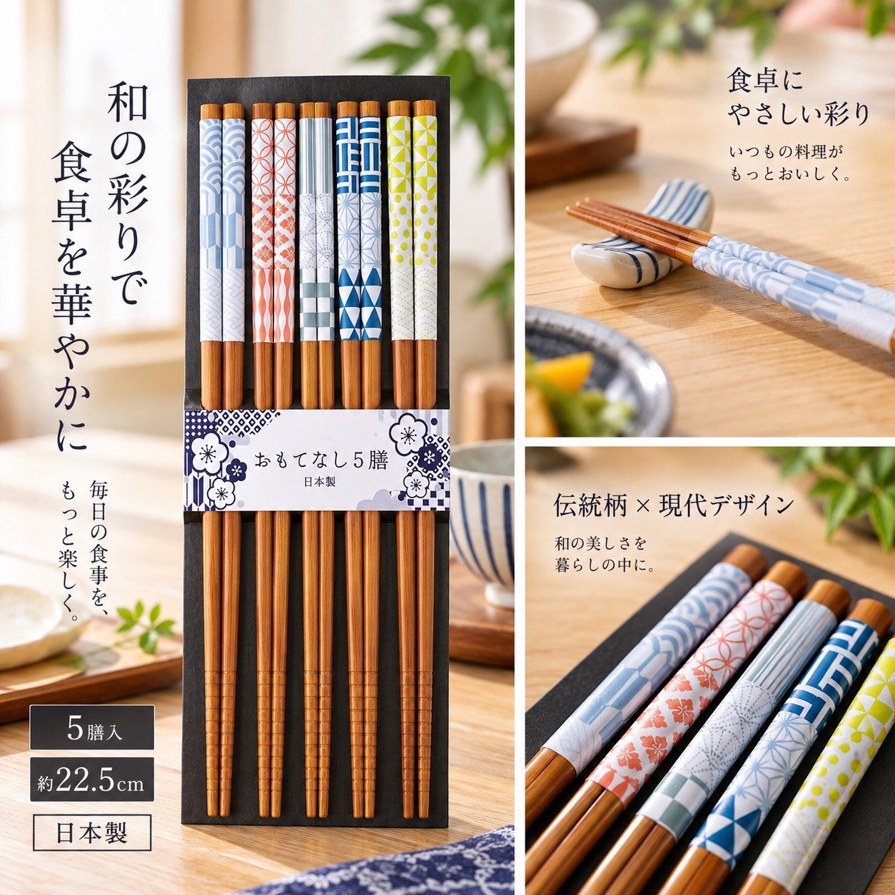 【HIYASU日安工坊】日本工藝箸-幾何圖形-5雙入, , large