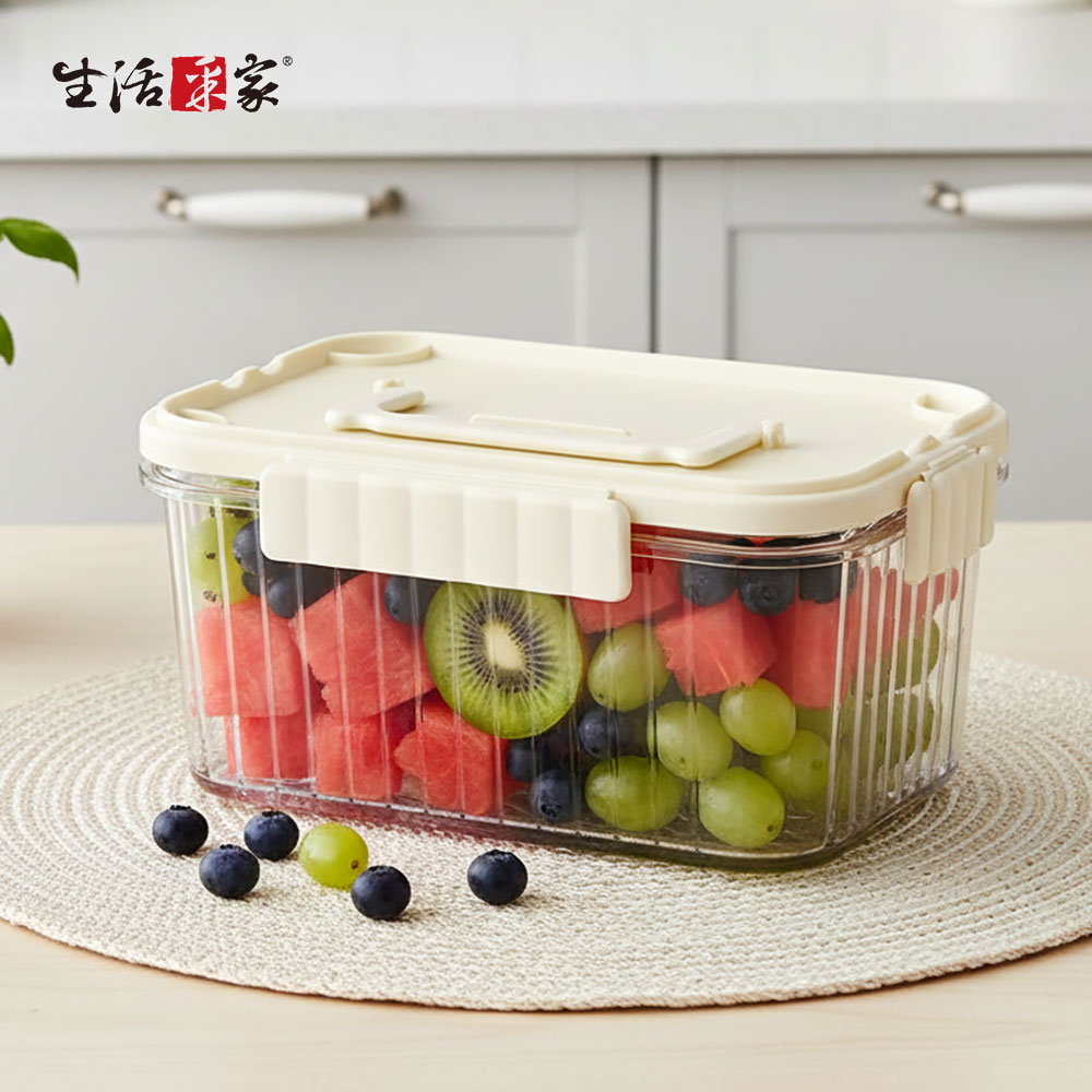 SHCJ 自帶冰磚密封瀝水保鮮盒【二款可選】食材低溫保鮮, , large
