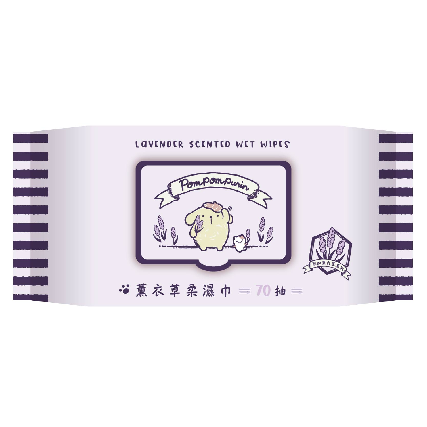[寶富華]加蓋 布丁狗薰衣草柔濕巾70抽, , large