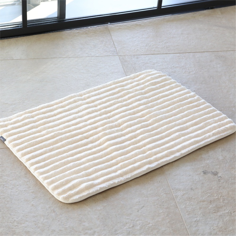 【CB JAPAN】carari poco條紋系列 超細纖維浴室踏墊 L(80x50cm), , large