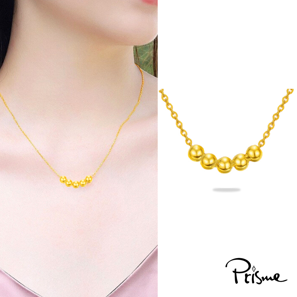 【Prisme Gold】黃金項鍊 五福金珠 鍊墜項鍊 (金重：約0.06錢&plusmn;0.02), , large