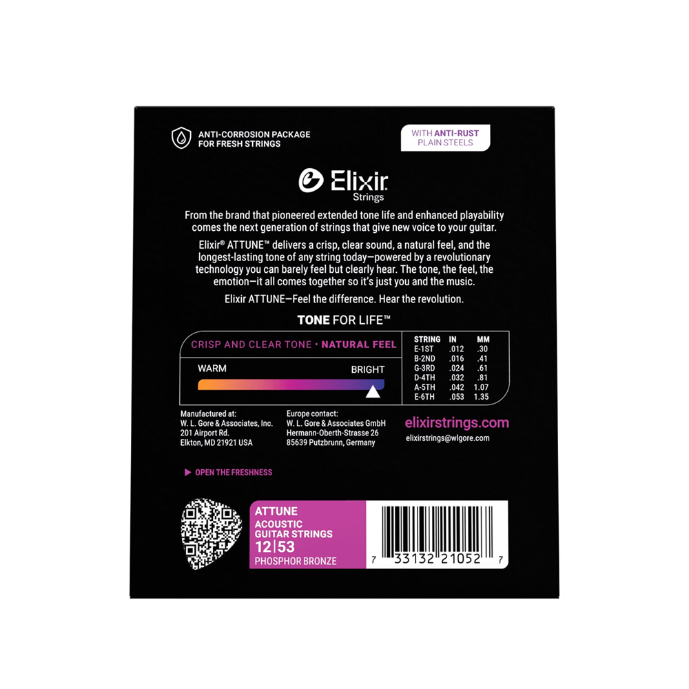 Elixir 21052 Attune 超薄包覆 12-53 磷青銅 木吉他弦【敦煌樂器】, , large