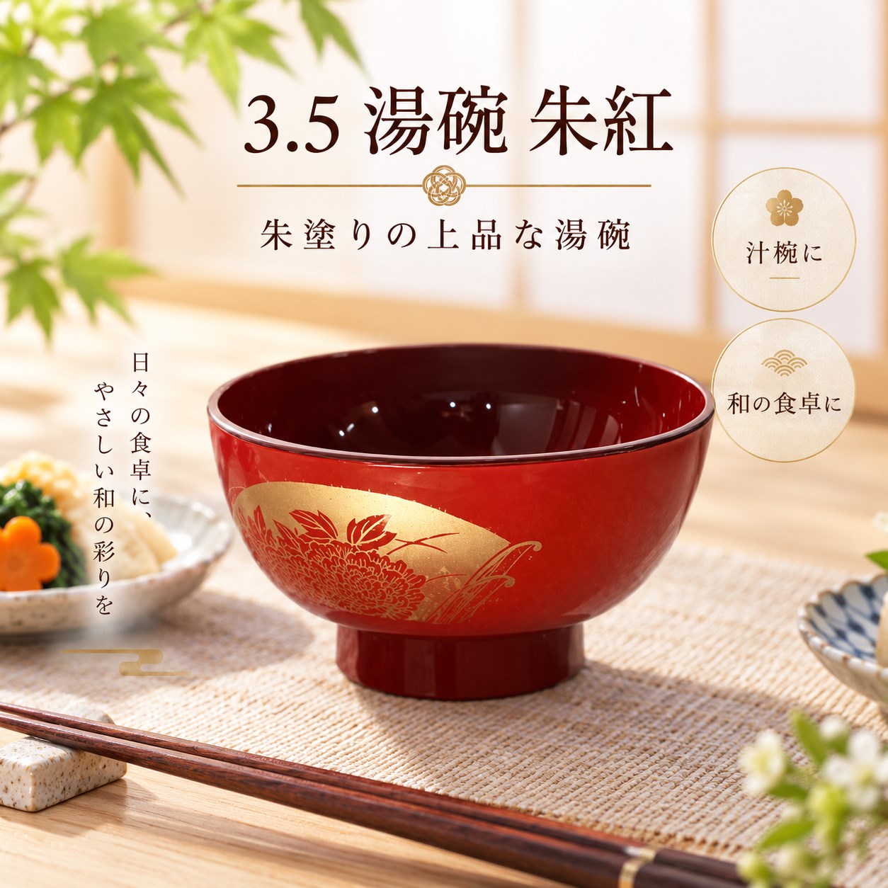 【HIYASU日安工坊】3.5 湯碗 朱紅, , large