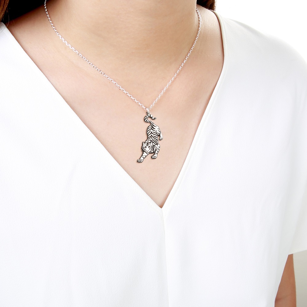 【Angel & Me】Tiger s925 sterling silver necklace Valentine's Day birthday gift, , large