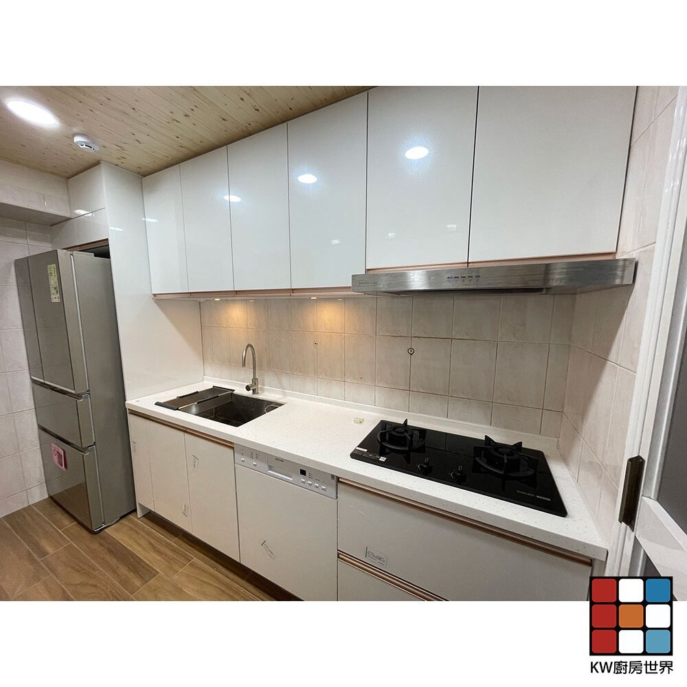 【KW廚房世界】系統廚具 廚房設計 客製化 廚櫃 流理台 工廠直營 一字型 200公分 人造石檯面 櫻花 瓦斯爐 排油煙機, , large