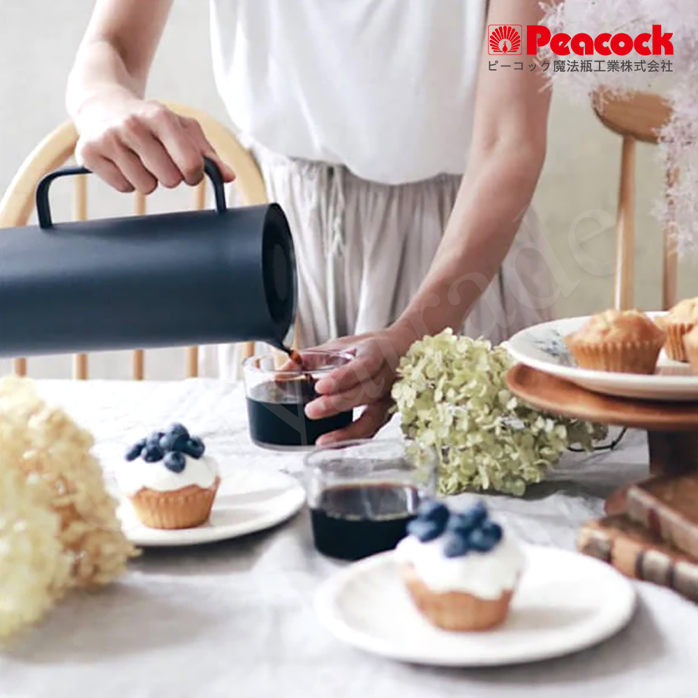 【日本孔雀Peacock】日本限定 Living Pot 時尚保溫壺 不鏽鋼水壺 桌上壺 1.0L, , large