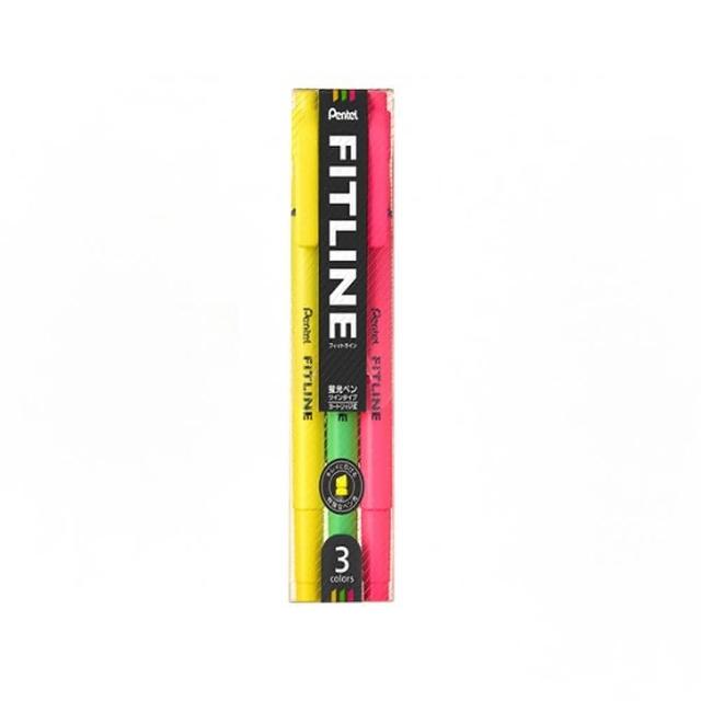 【 Pentel 飛龍 】FITLINE 雙頭螢光筆 3.5/1.0mm 三色/套 SLW11-3T, , large